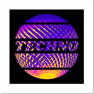 Colorful techno disco ball for techno music lovers Posters and Art